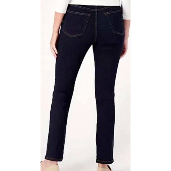 NWT Denim & Co QVC Canyon Retreat Easy Stretch Black Slim Leg Jeans 12 Pull On - Picture 2 of 7